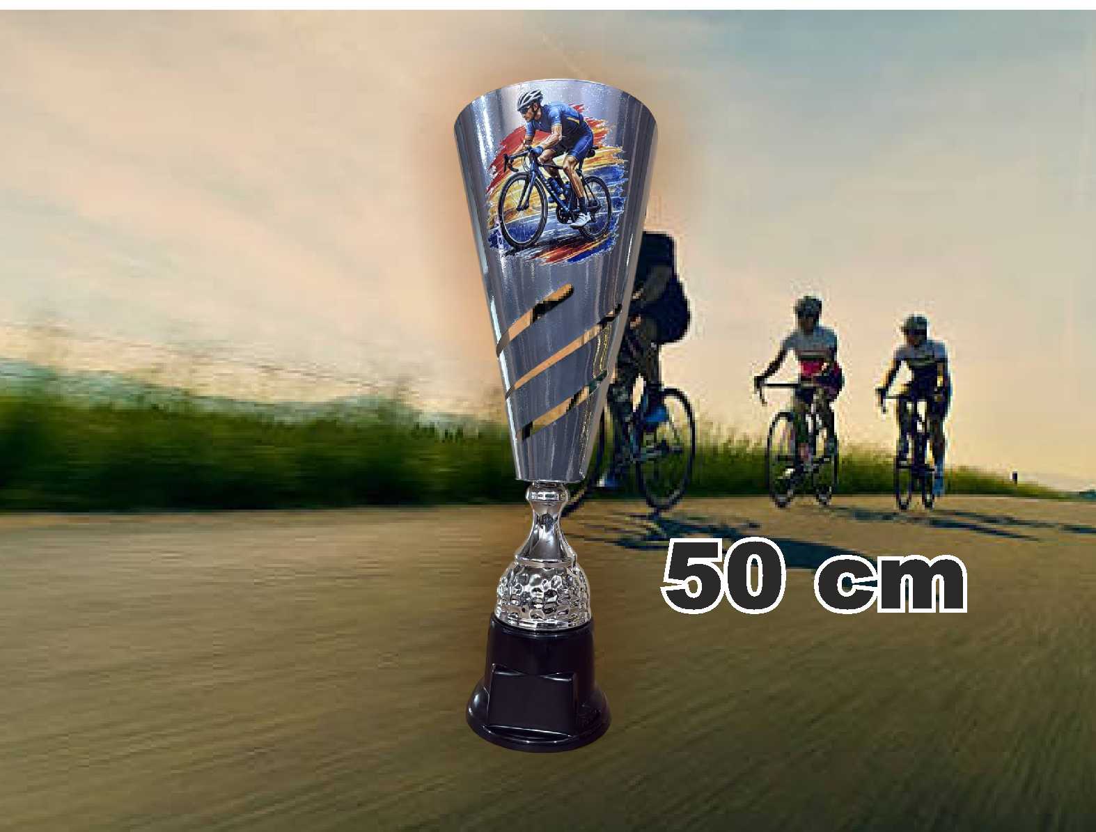 K4351 COPA CICLISMO LASER UV 50cm METALICAS PLATA