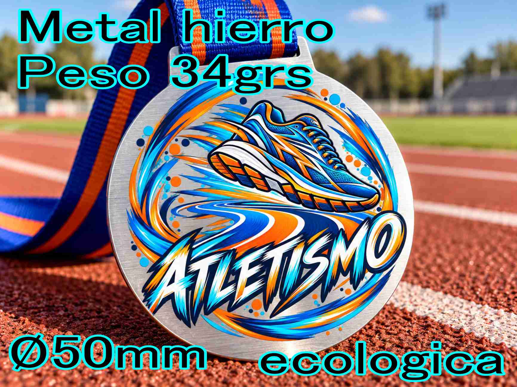 MZ ATLETISMO UV -Peso 34 grs- Metalica - ECOLOGICA (no usamos galvanoplastia) cinta color sin cargo