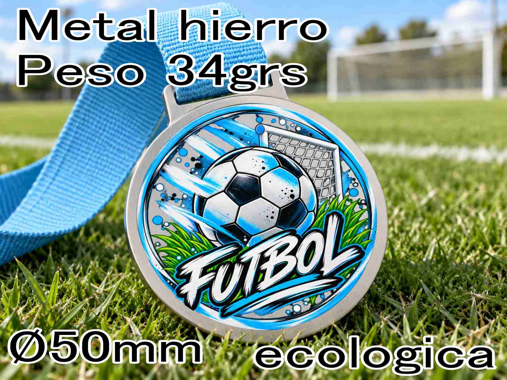 MZ FUTBOL UV -Peso 34 grs- Metalica - ECOLOGICA (no usamos galvanoplastia) cinta sin cargo