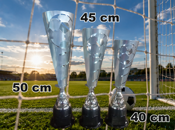 KC4400S COMBO COPA LASER FUTBOL METALICA PLATEADA ALTs 50-45-40 cm