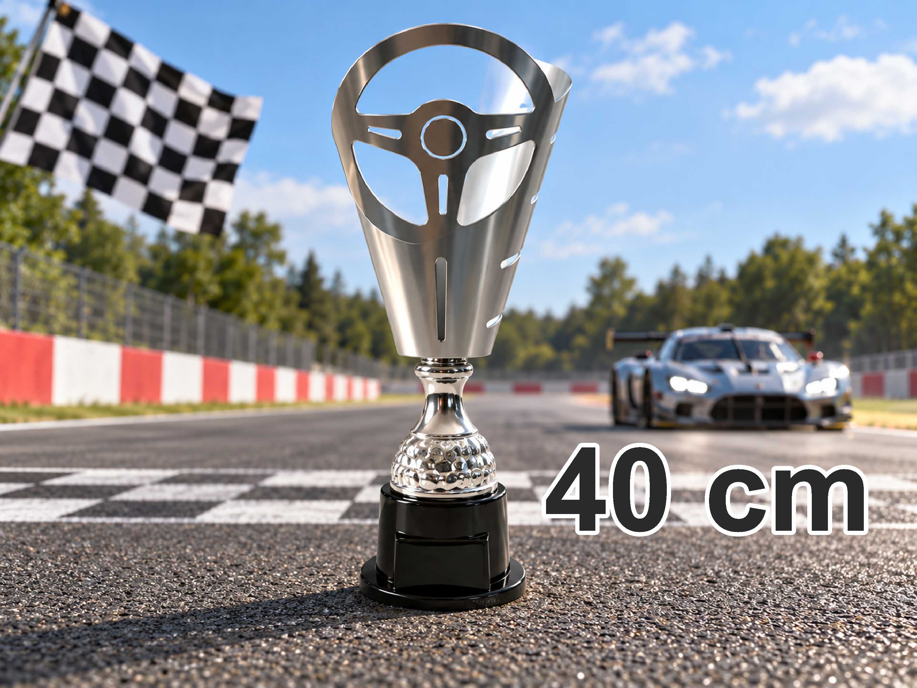 K4485 COPA LASER AUTOMOVILISMO VOLANTE 40 cm  METALICA PLATA