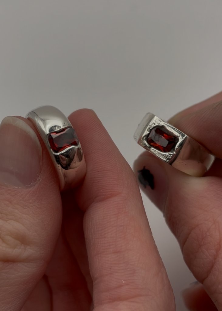 Matching garnet rings