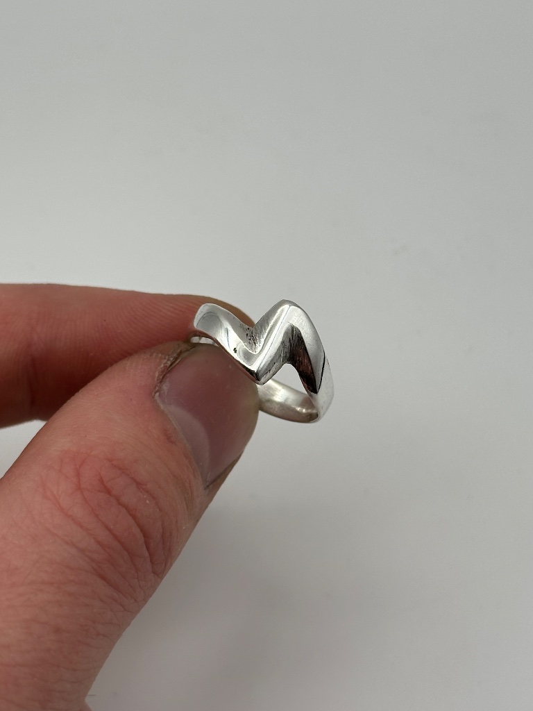 Silver chevron ring
