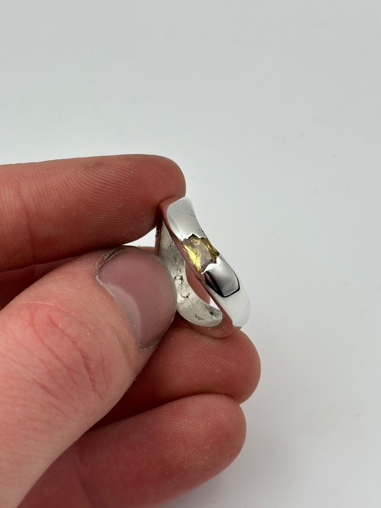 Silver wrap ring with gold accent