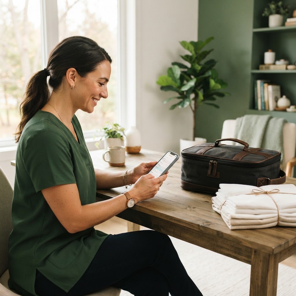 Therapist using RootRoute on a phone