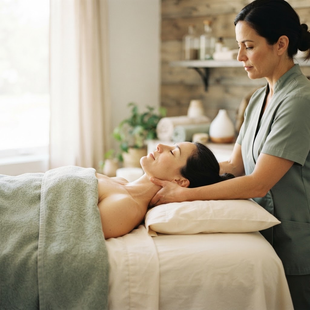 Gentle professional neck and facial massage