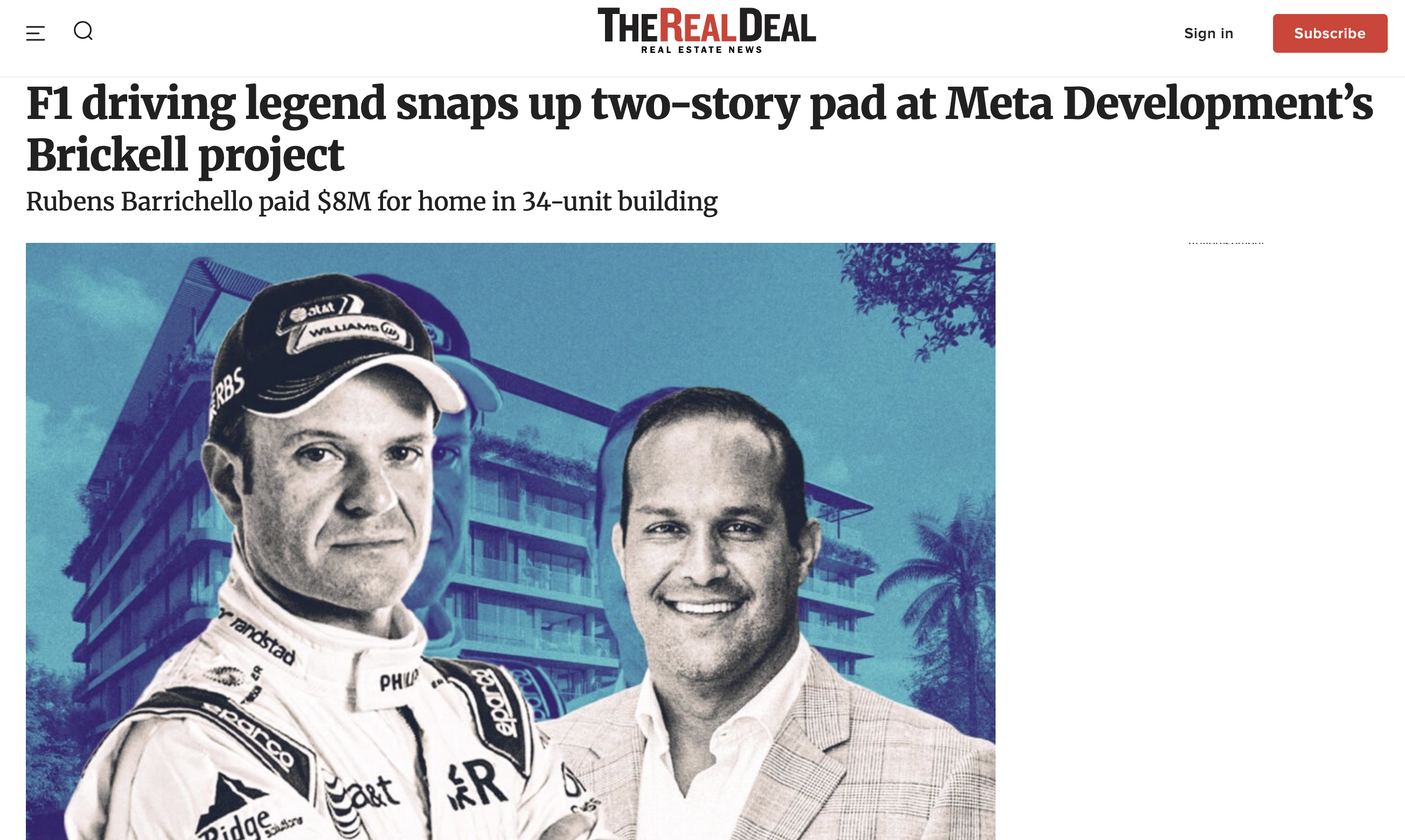 F1 driving legend snaps up two-story pad at Meta Development's Brickell project — The Real Deal