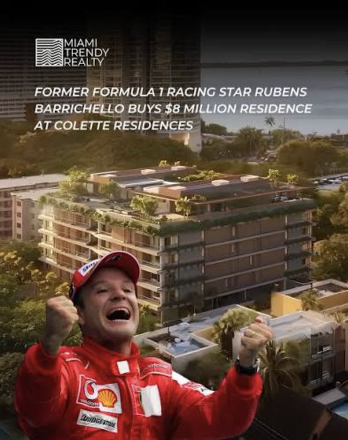 Former Formula 1 Racing Star Rubens Barrichello Buys $8 Million Residence at Colette Residences — Miami Trendy Realty