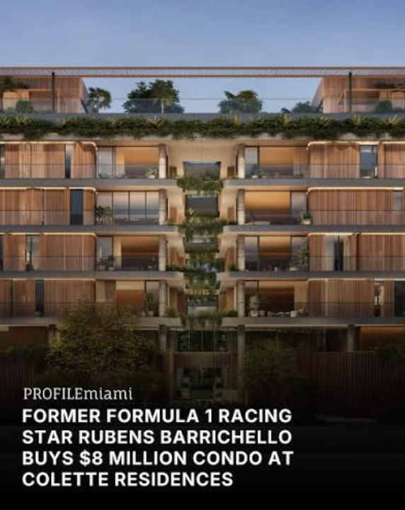 Former Formula 1 Racing Star Rubens Barrichello Buys $8 Million Condo at Colette Residences — Profilemiami