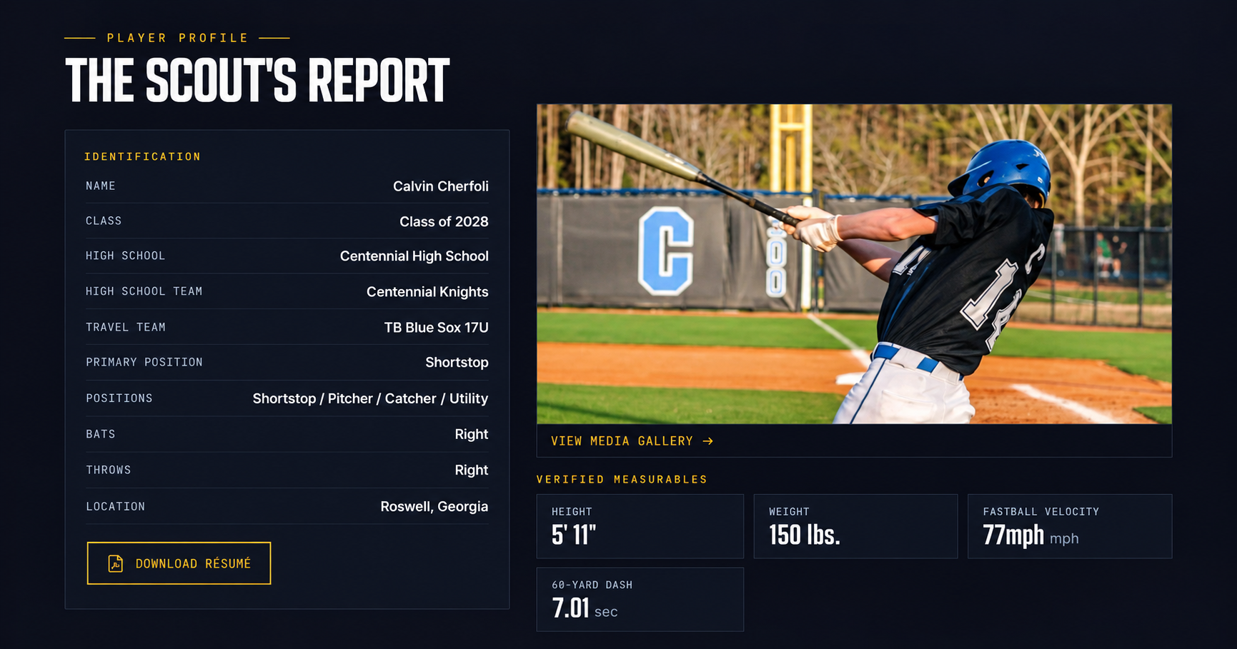 Calvin Cherfoli Baseball