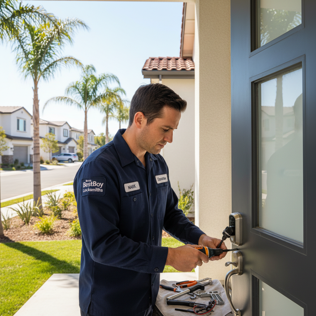 BestBoy Locksmith technician installing a smart lock in Folsom