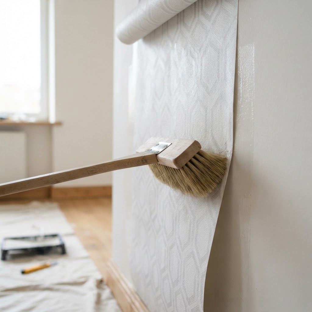 Behang aanbrengen op muur — Lokeren