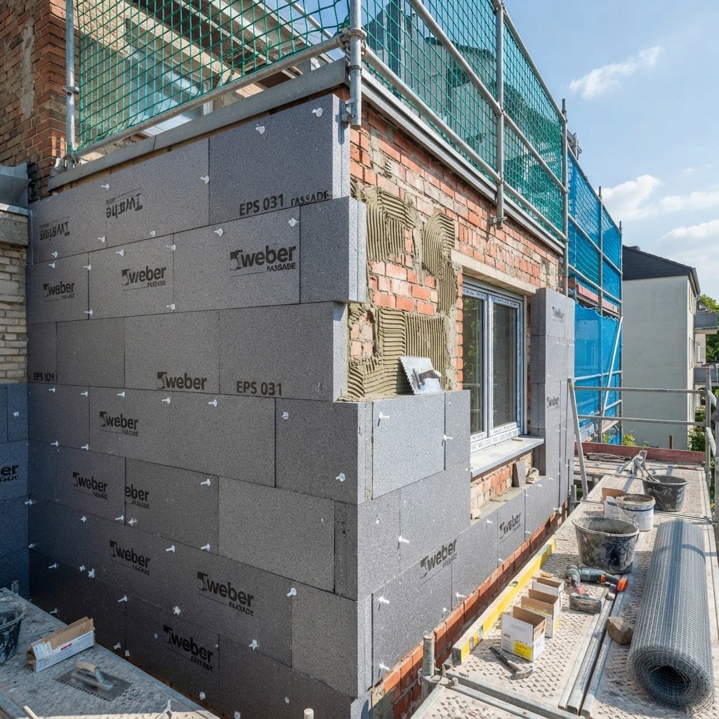 Gevelisolatie tijdens project — Zottegem