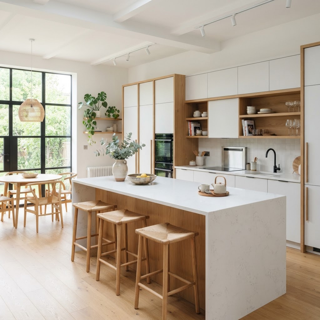 Moderne keuken met eiken accenten — Wetteren