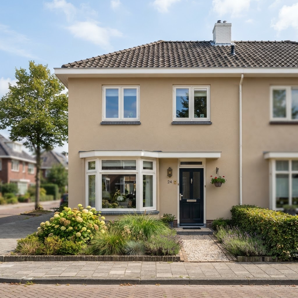 Gevelcoating in warme tint — Sint-Niklaas