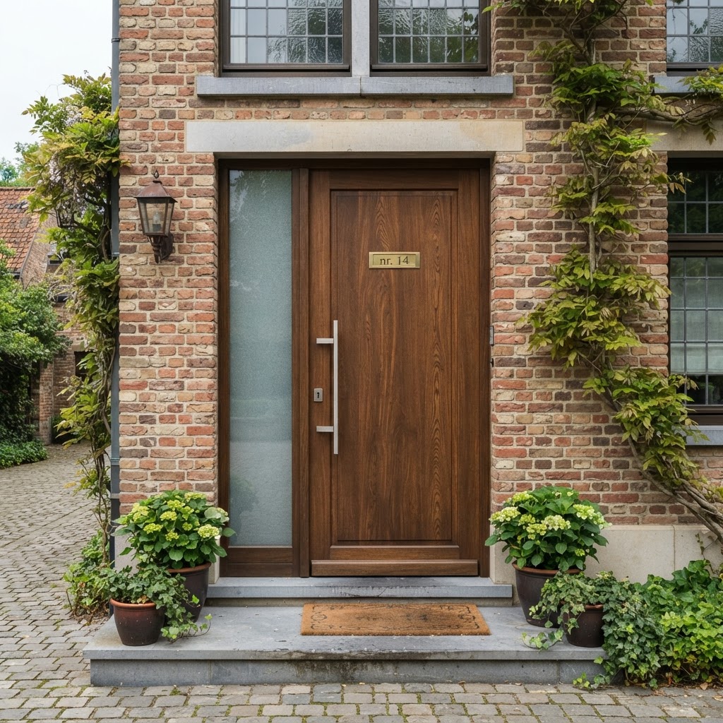 Houten voordeur met glaspaneel — Dendermonde