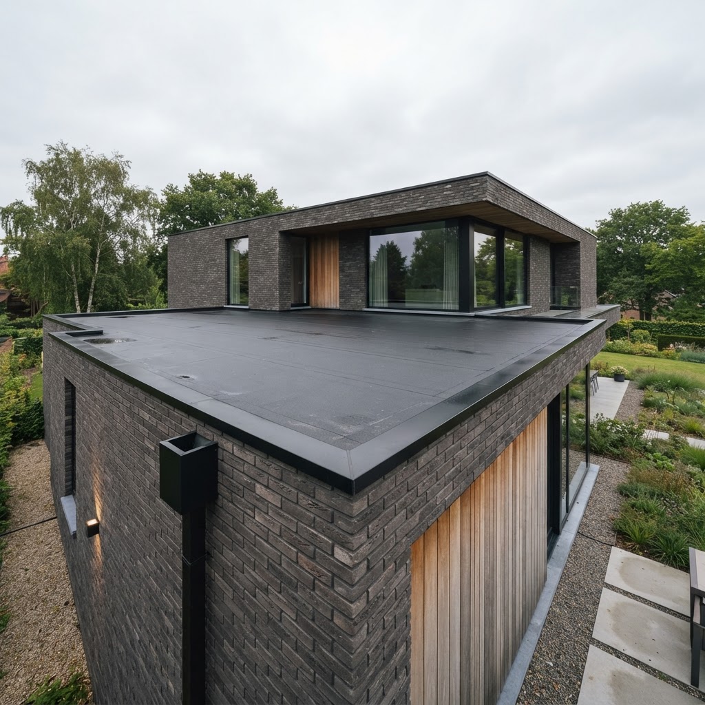 Modern plat dak in EPDM — Aalst