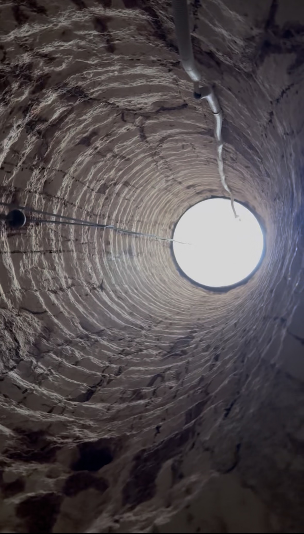 Looking up one of the old mine shafts from the bottom