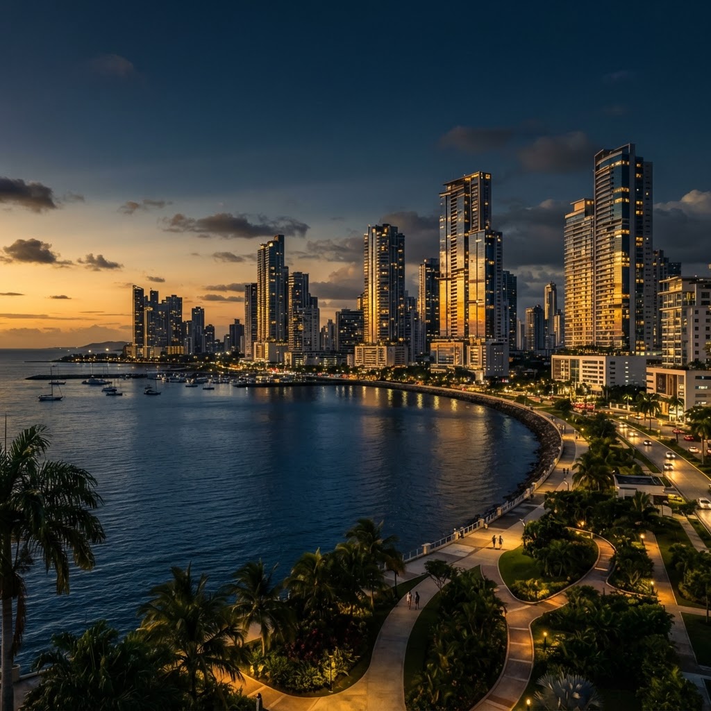 Panama City skyline at dusk