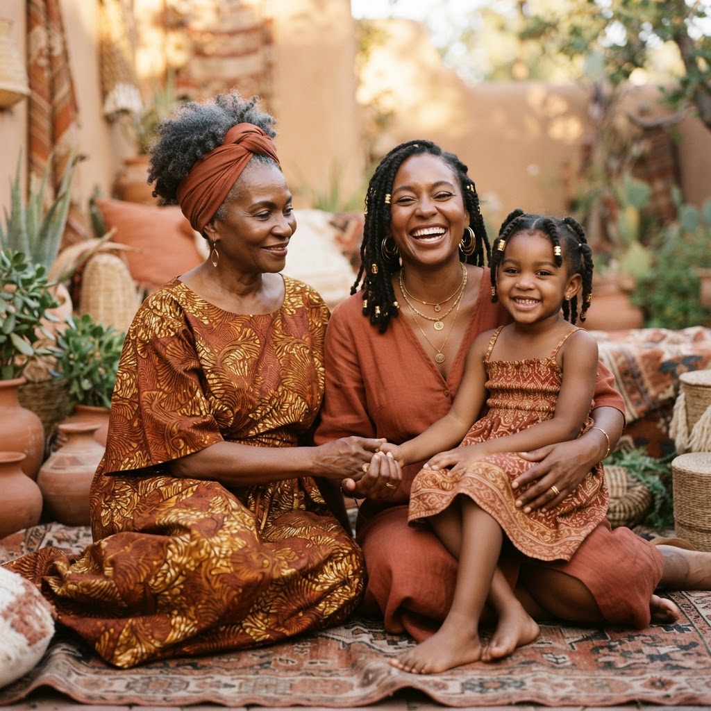 Une femme africaine appliquant avec soin une huile naturelle, symbole de la transmission des rituels de beauté entre générations.