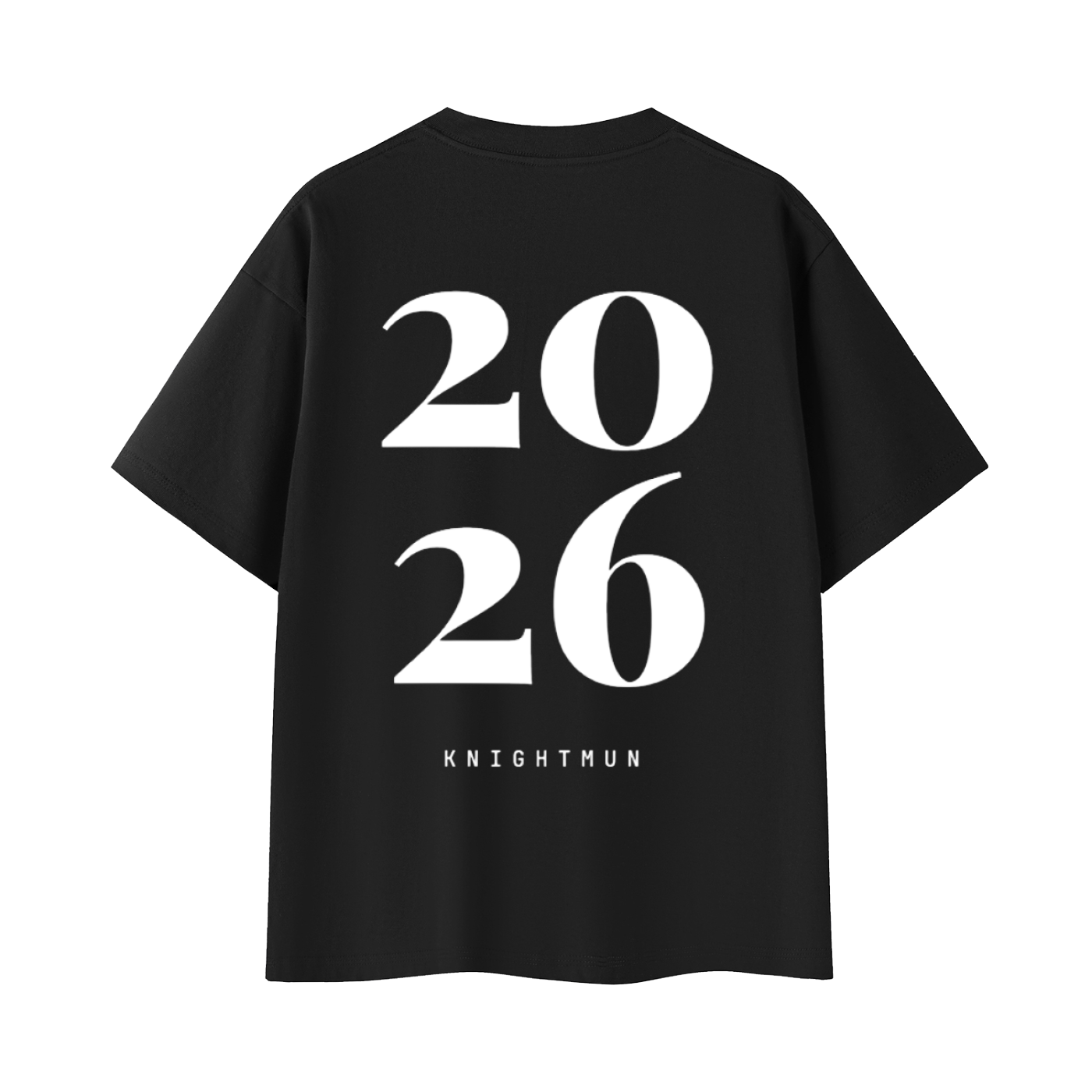 Black KnightMUN tee, back: large 2026 with KNIGHTMUN underneath