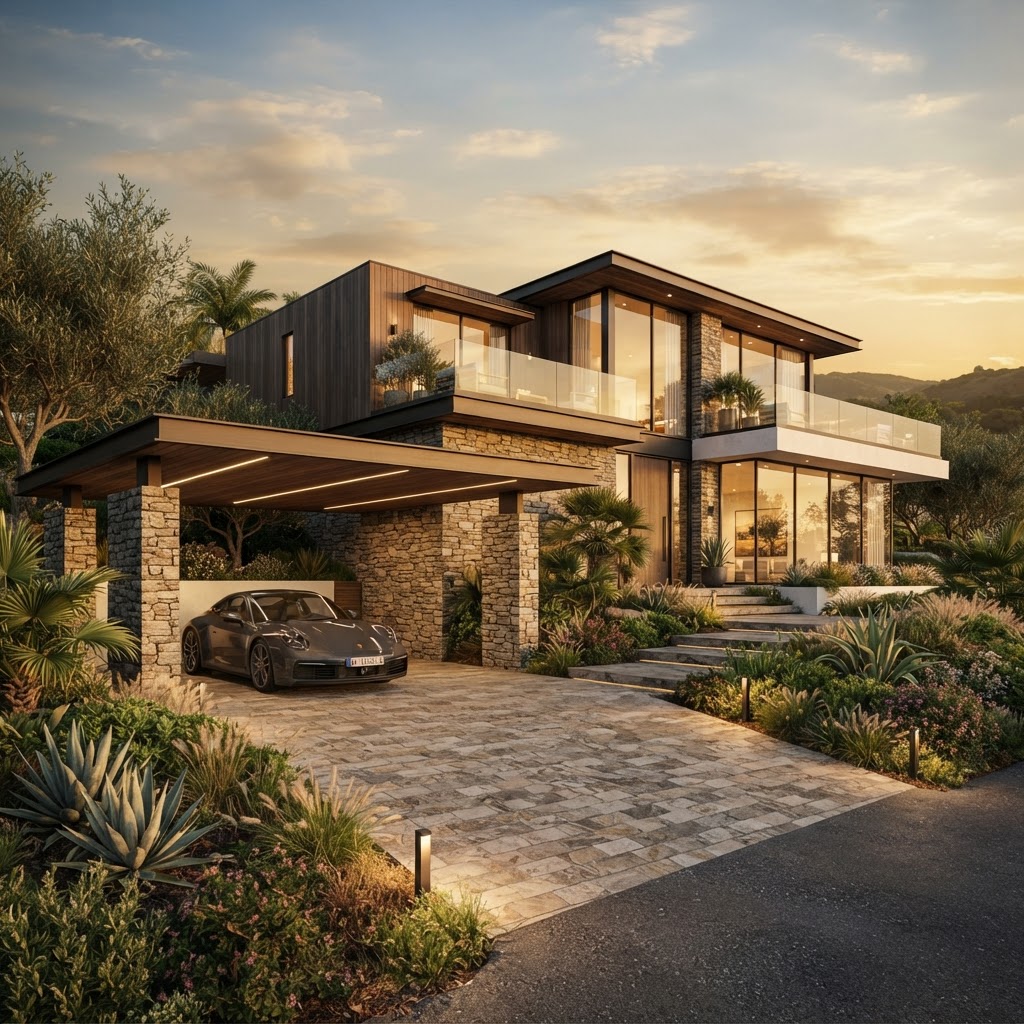 Home with matching carport
