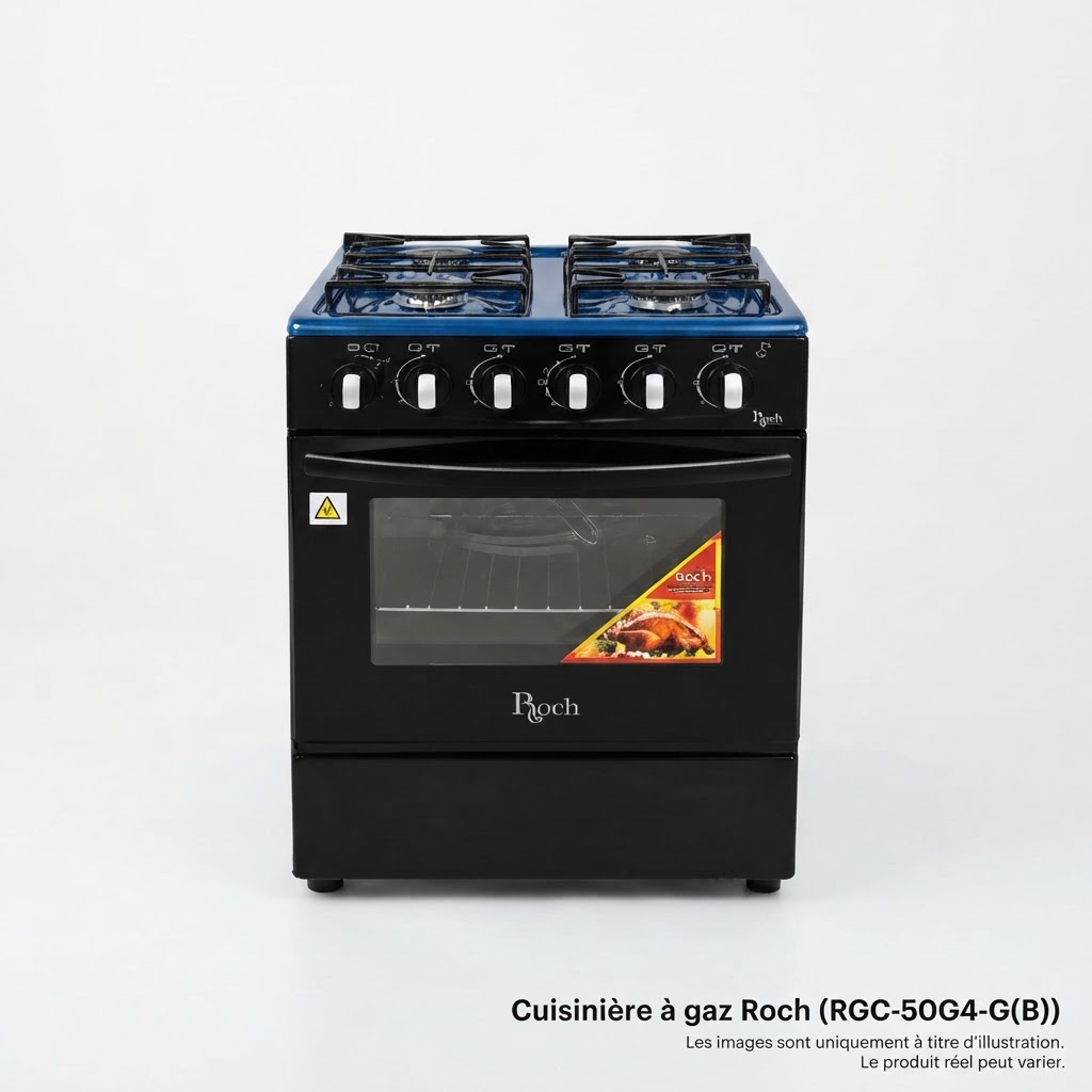 Cuisinière à Gaz ROCH 4 Feux 50x50 (RGC-50G4-G(B)) - Noir