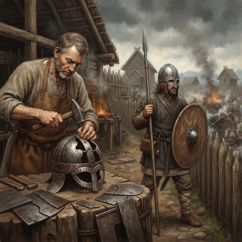Spanghjelmen utviklast for krig