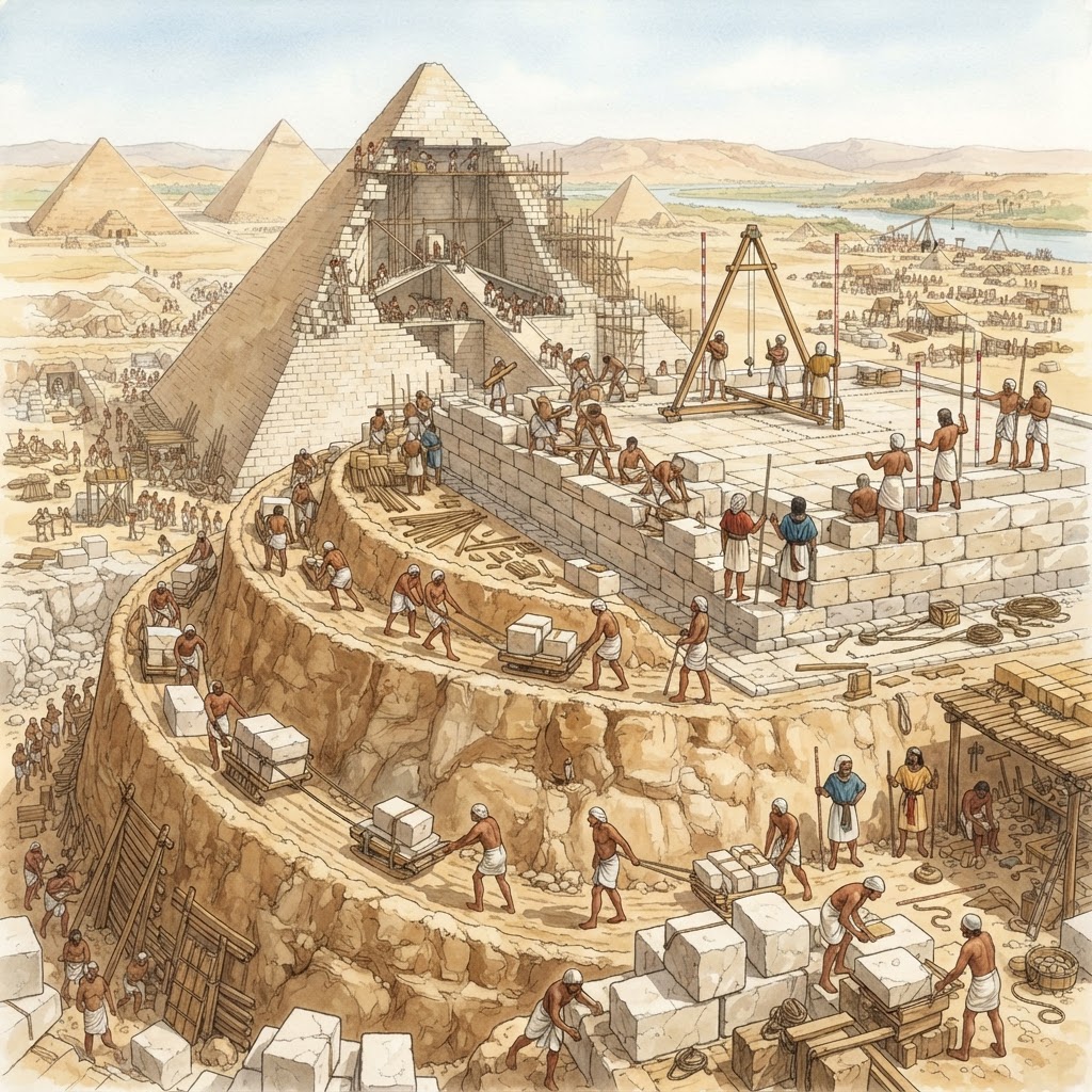 Konstruksjonen av dei store pyramidane