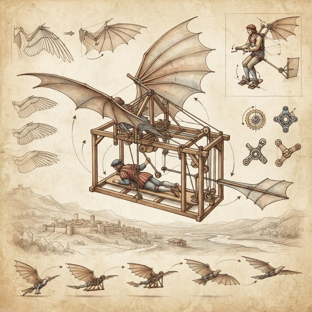 Leonardo da Vincis flymaskinteikningar