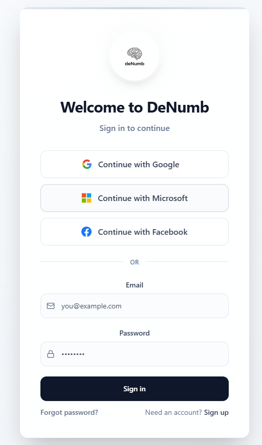 denumb template preview