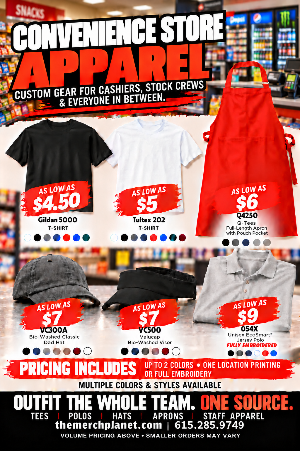 Convenience Store Apparel — Pricing Flyer