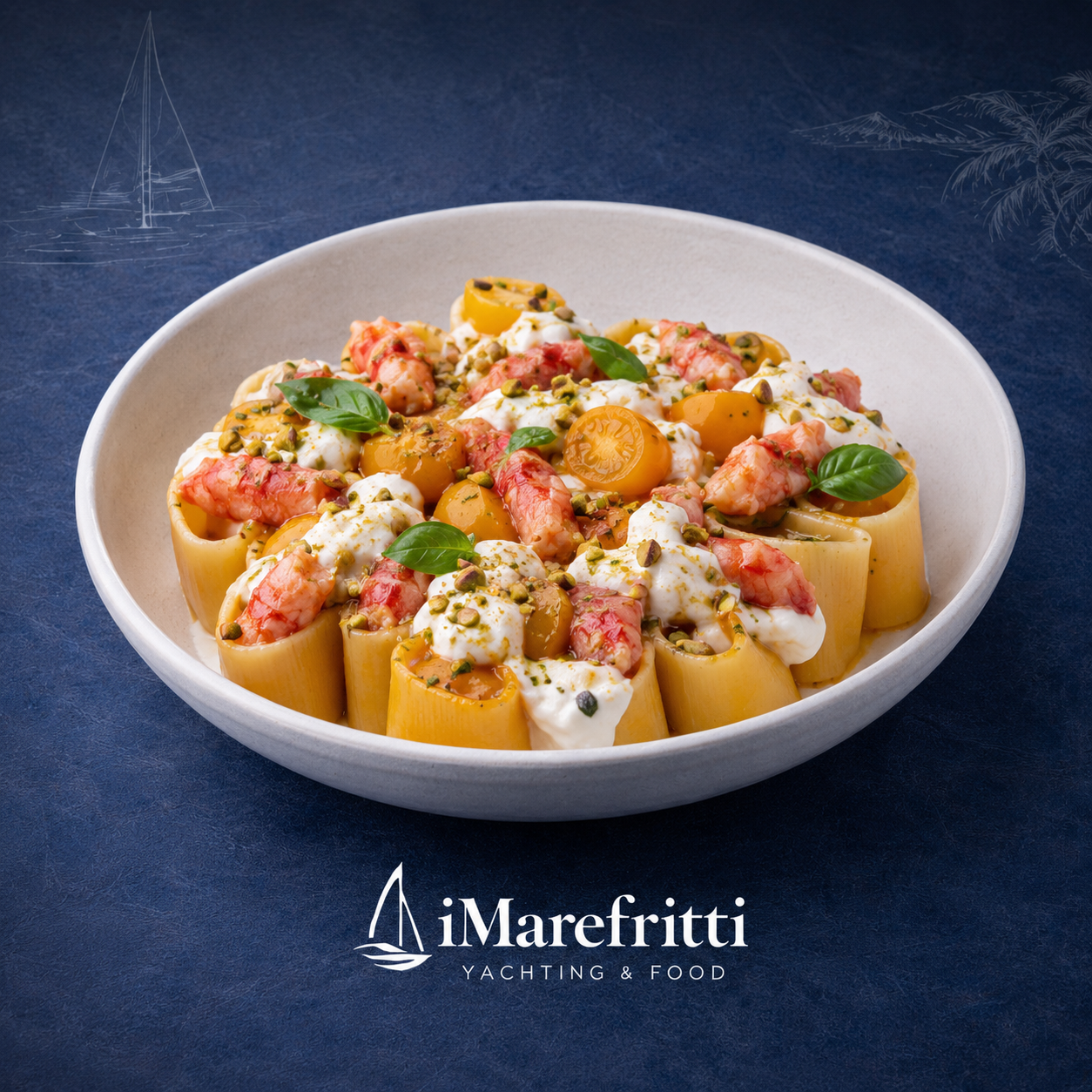 Calamarata ai Scampi e Stracciatella