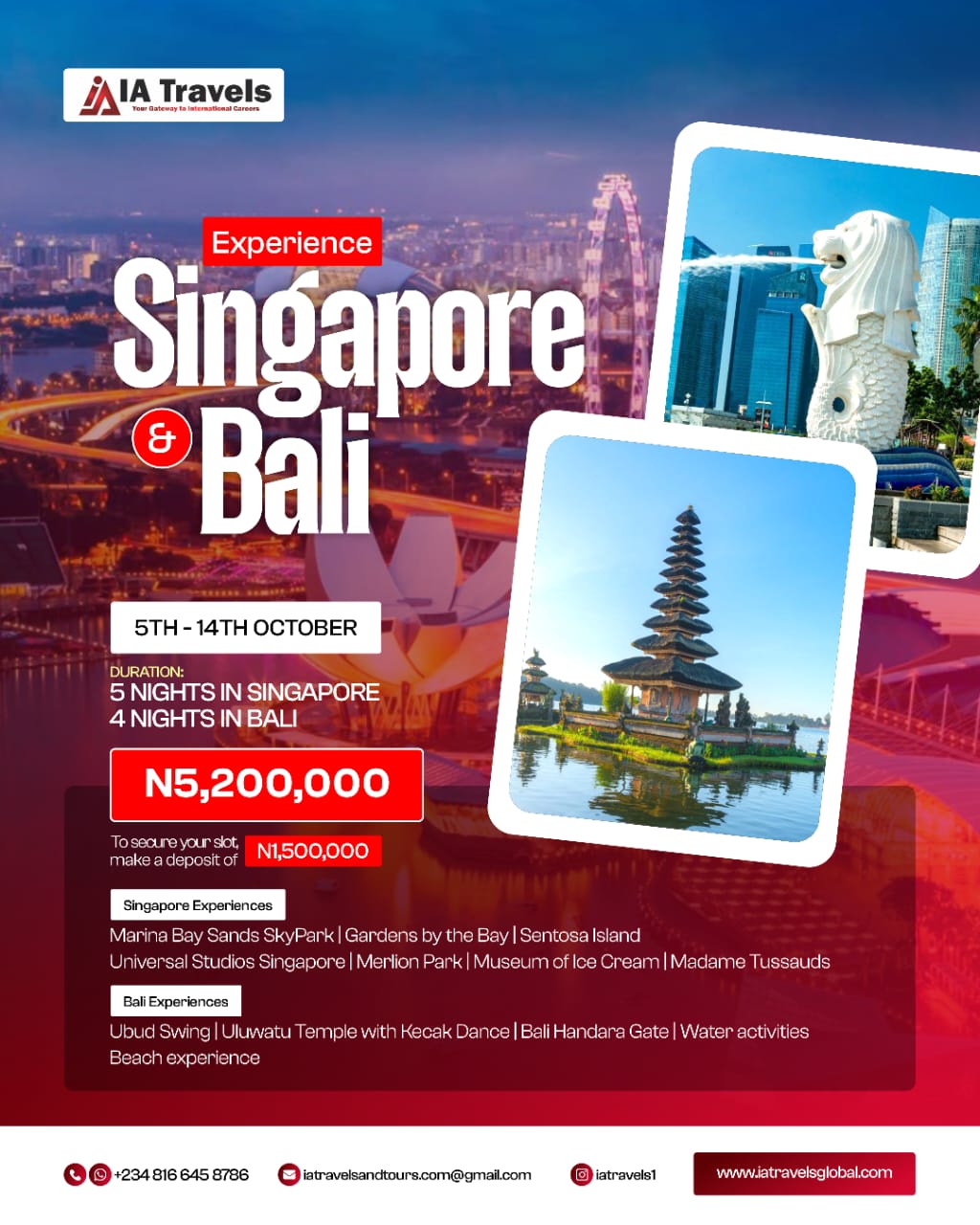 Experience Singapore & Bali