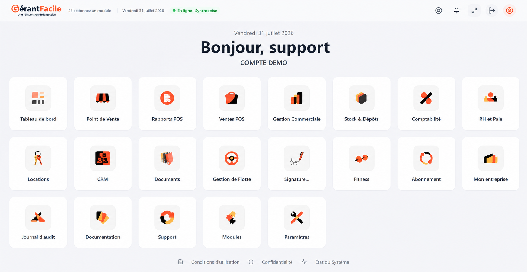 Logiciel de gestion commerciale Gérant Facile - Tableau de bord POS, stock, comptabilité SYSCOHADA