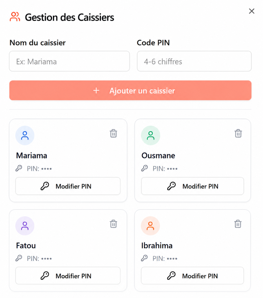 Gestion des Caissiers