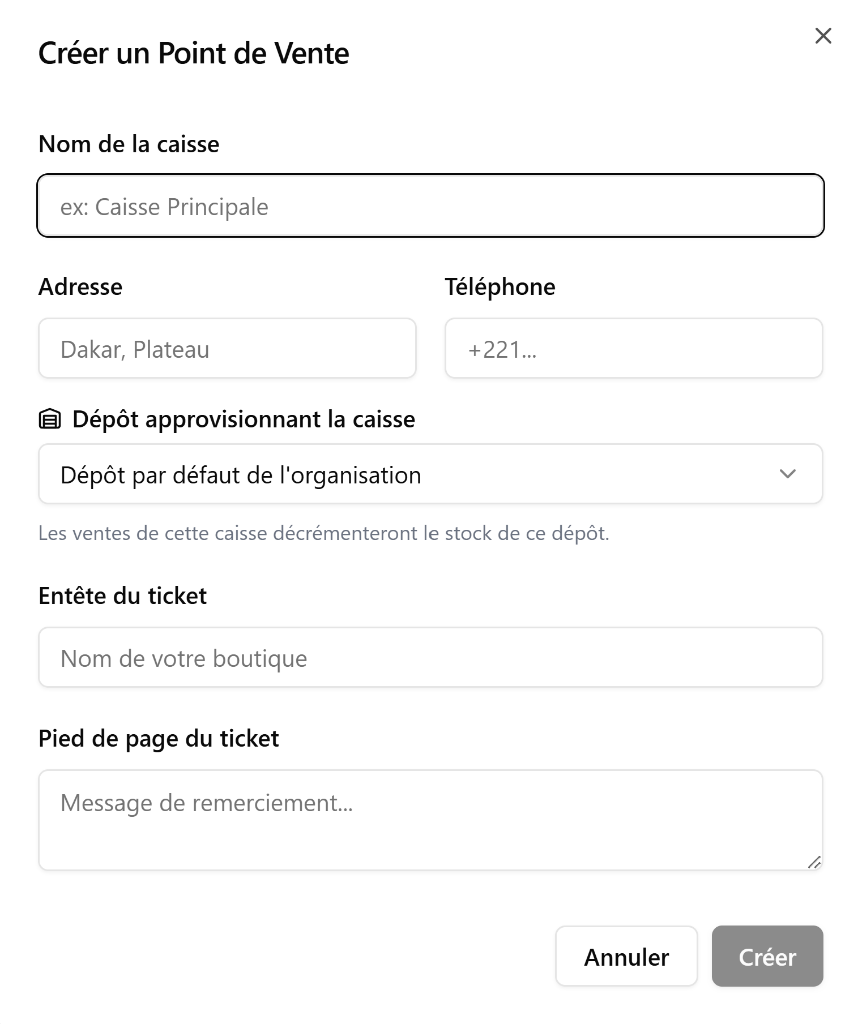 Gestion des Points de Vente