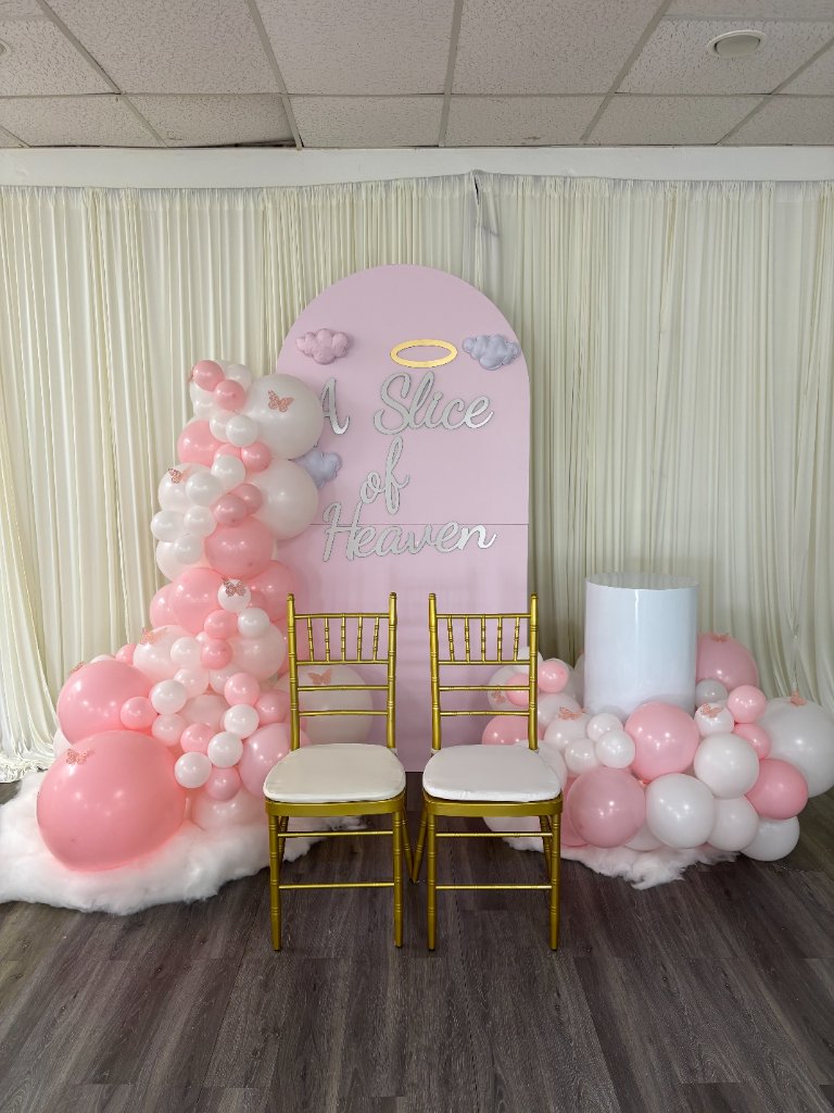 "A Slice of Heaven" — pink, white & gold chiavari elegance 👼