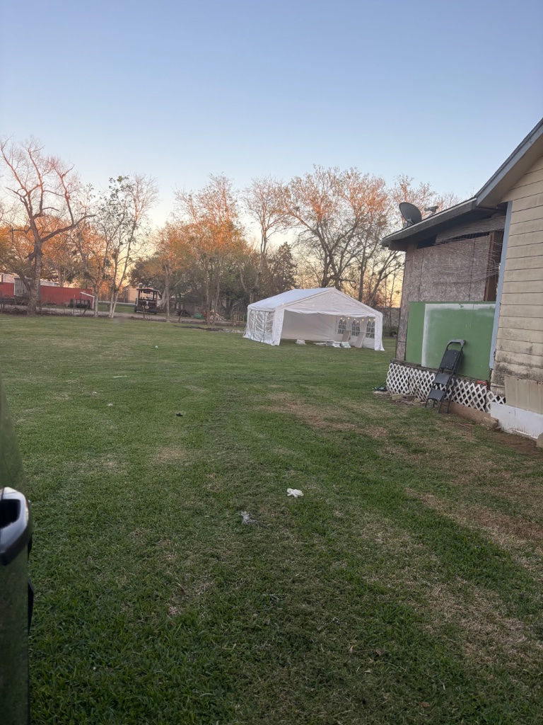 Wide white frame tent — grand scale backyard gathering 🌿