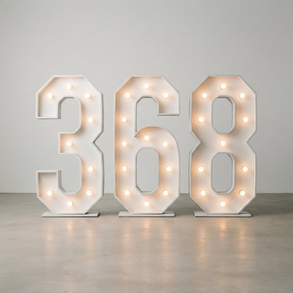 White Light-Up Marquee Numbers (Wooden)