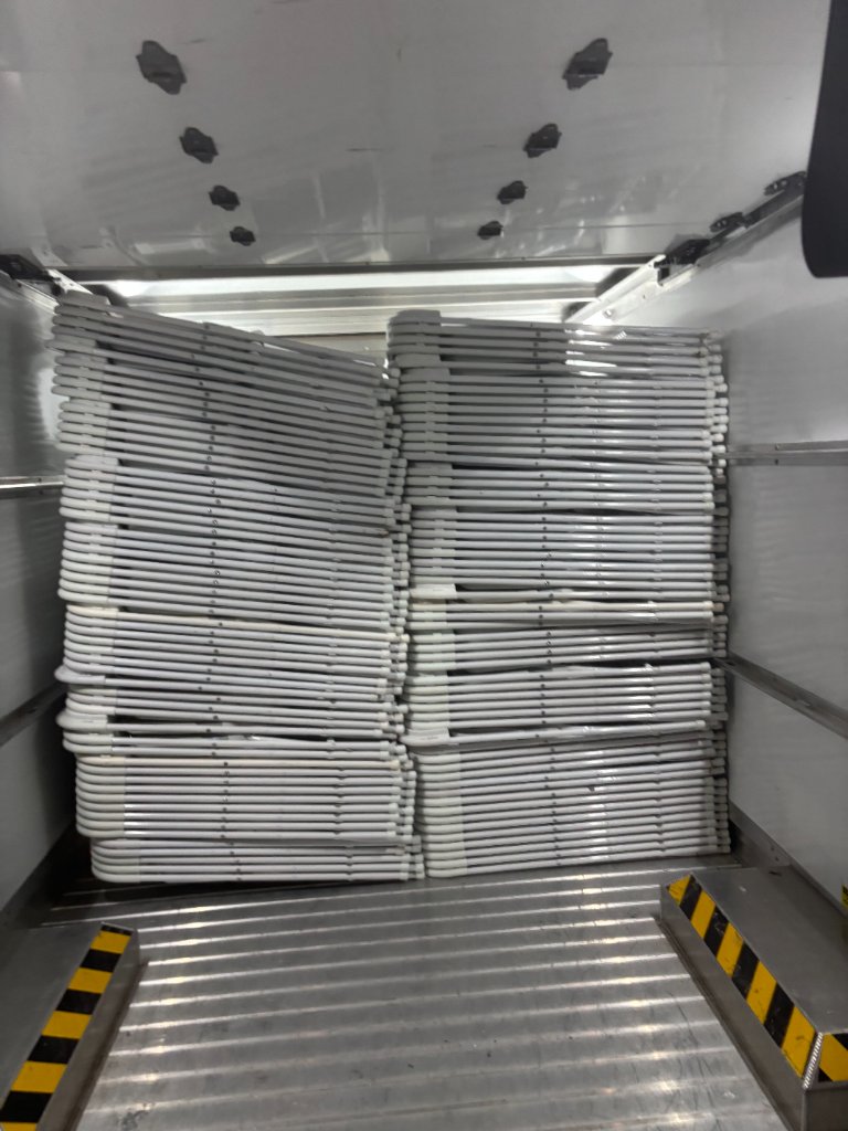 White chairs loaded & on the way — we come prepared 🚚