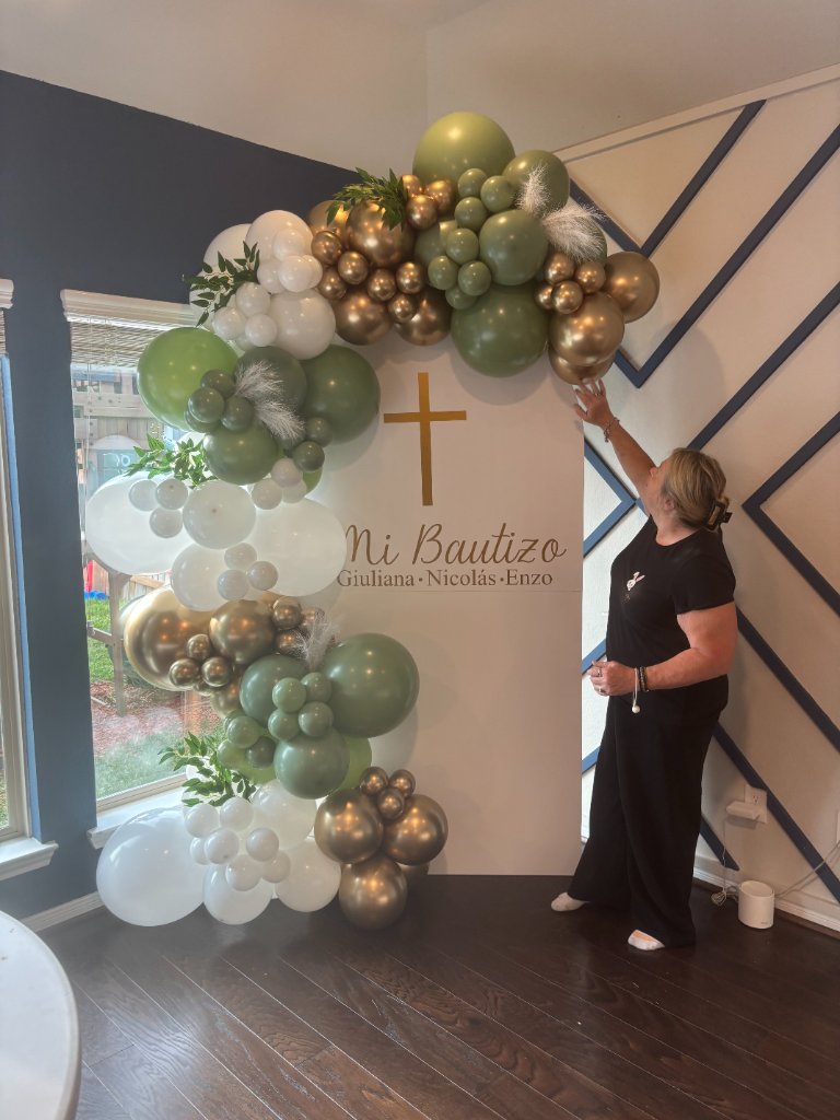Sage & gold organic garland — baptism elegance 🤍