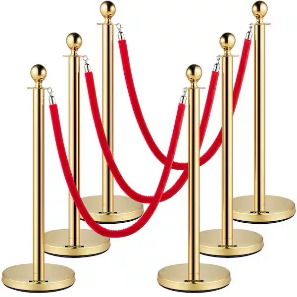 Velvet Ropes & Posts — 5ft (Red or Black Rope)
