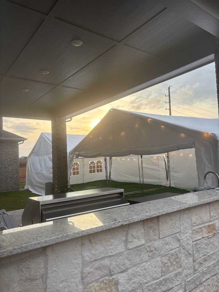 Tent glowing at golden hour — sunset magic 🌅