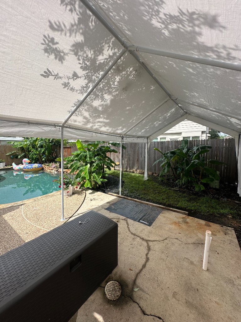 Canopy over pool with lounge chairs — ultimate summer luxury 🏊