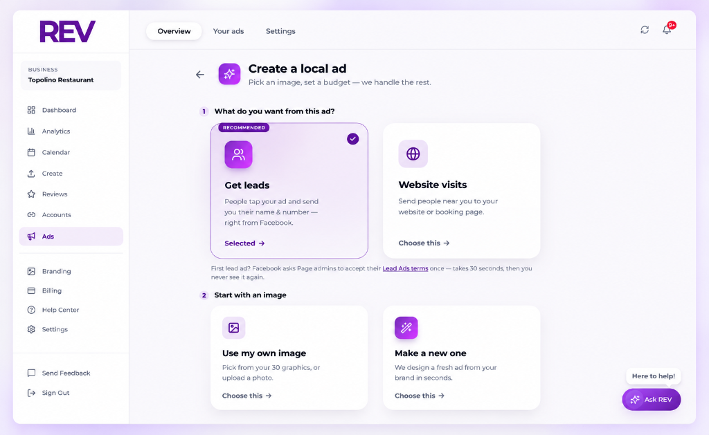 Create a local ad goal picker