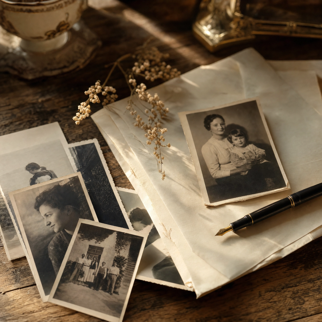 Fotografie storiche e documenti antichi di famiglia — archivio genealogico italiano