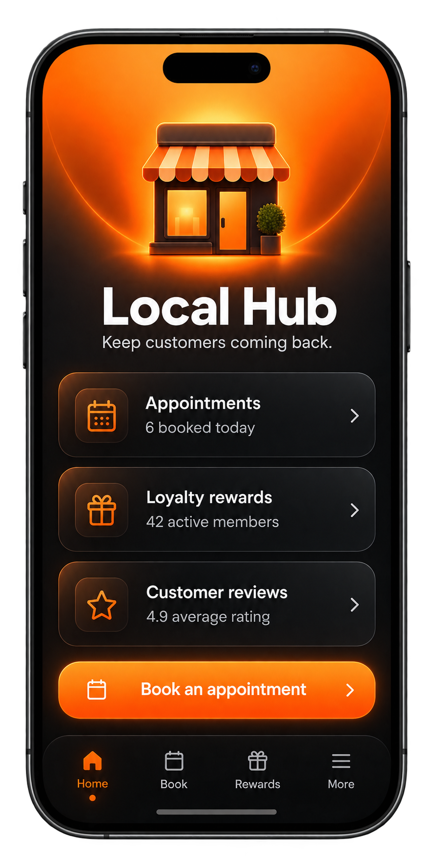 Local Hub app screen for local businesses