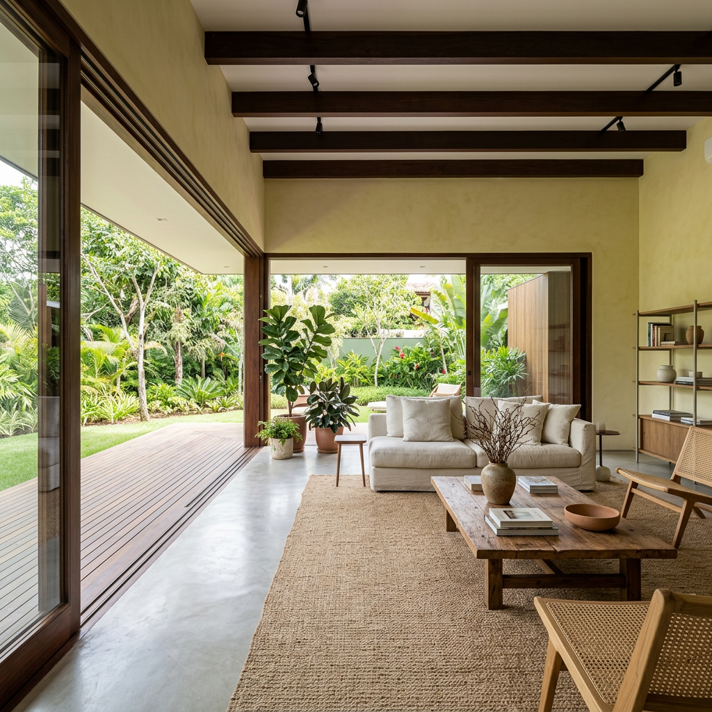 Residência contemporânea com paisagismo integrado e design que valoriza a natureza.