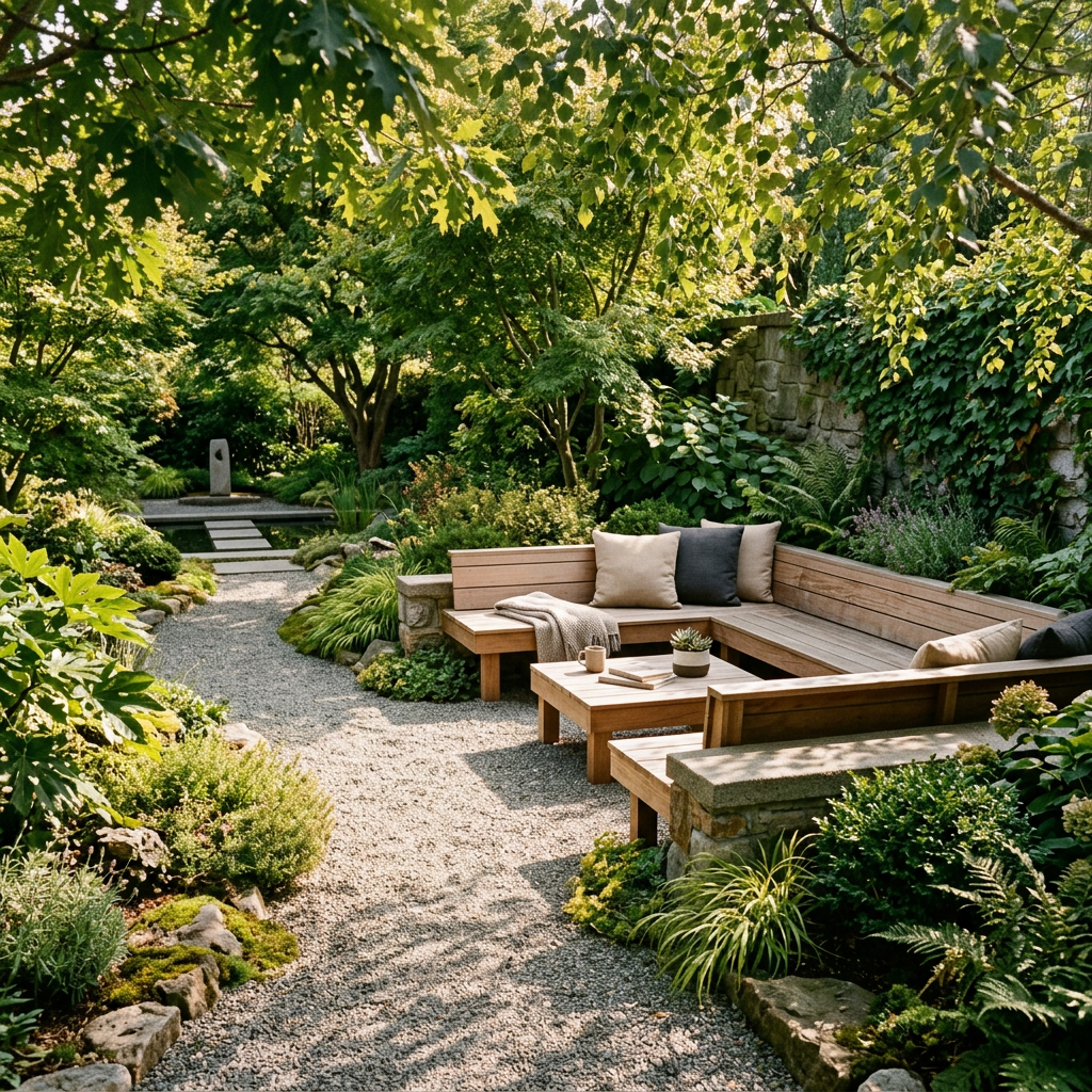 Ambiente externo integrado de arquitetura contemporânea e paisagismo